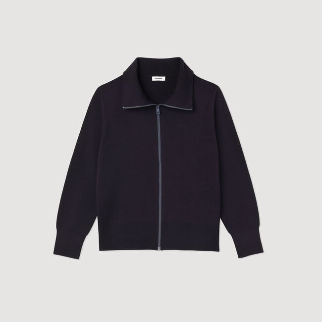 Cardigan in lana con zip